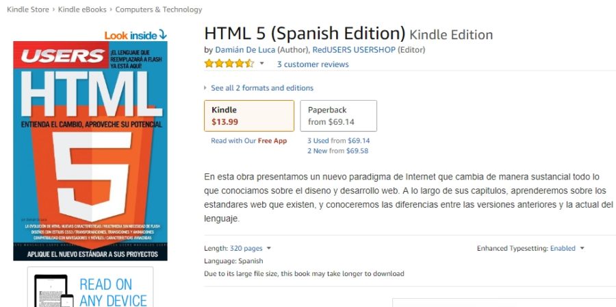 Mi libro de HTML5 disponible en formato e-book en Amazon