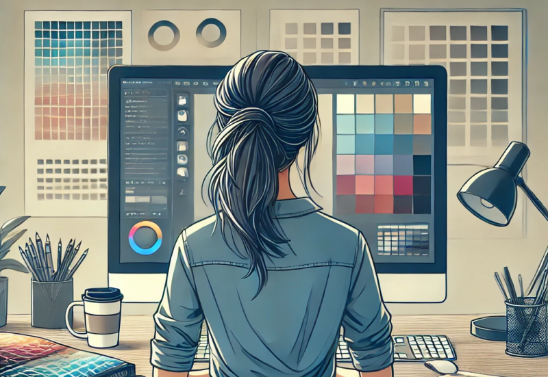 Diseñadora creando paleta de colores