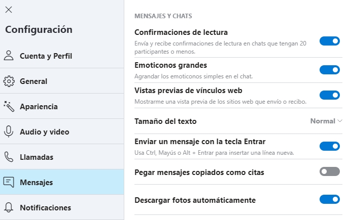 Configuracion Skype