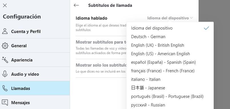 Subtitulos con Skype