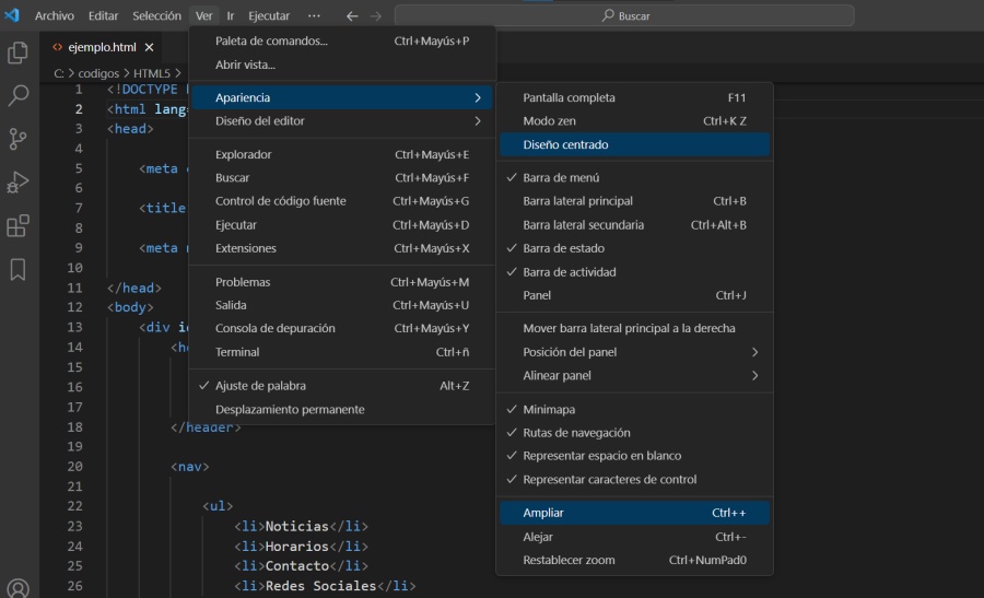 Visual Studio Code Apariencia