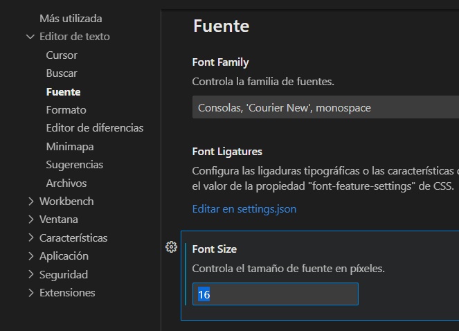 VS Code Font Size
